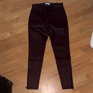Zara Deep Wine Moto Skinny Pants